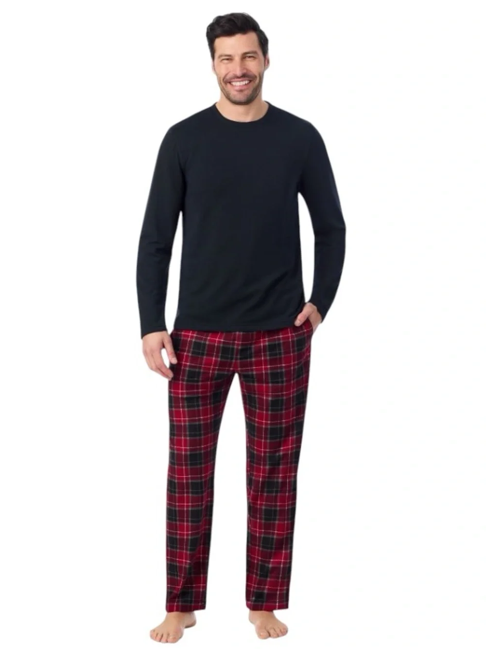 NWT Mens Cozy Lodge Long Sleeve Crew and Pajama Pant 2-Pc Set